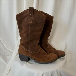 Vintage BØC by Born Concepts Rhonda brown suede studded Western cowboy Boots 7.5